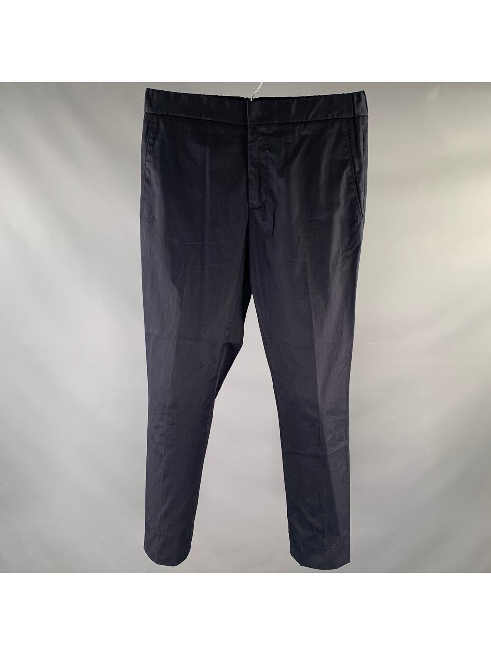 LORO PIANA Size S Navy Solid Cotton Zip Fly Casual Pants